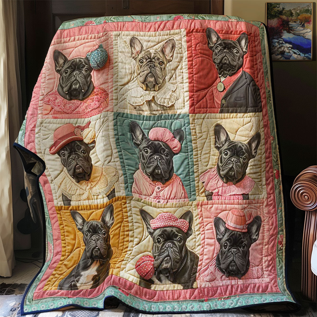 French Bulldogs Lively WN1209029CL Quilt