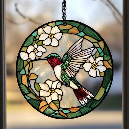 Hummingbird WJ2809040CL Stained Glass Suncatcher