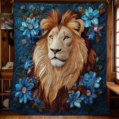 Blue Flower Lion WY2811022CL Quilt