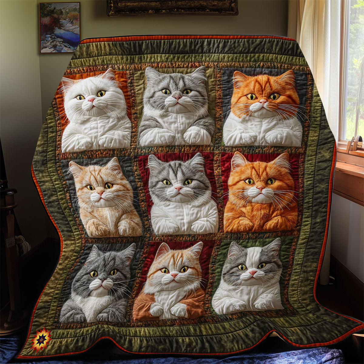 Fluffy Cat Patchwork  WX2612032CL Quilt