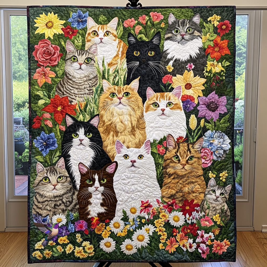 Cat With Flower YR0312003CL Quilt