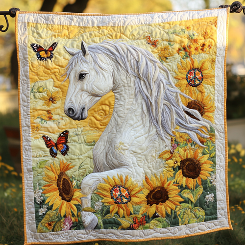 White Horse And Sunflowers XR0310009CL Quilt