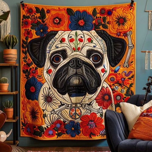 Vibrant Pug Patchwork WN2210003CL Quilt