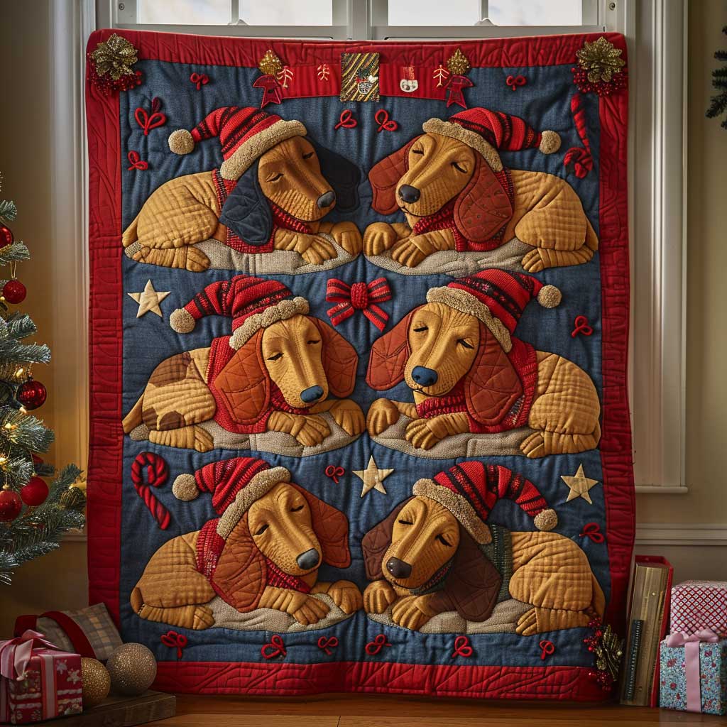 Dachshund Enjoy Christmas WP1009021CL Quilt