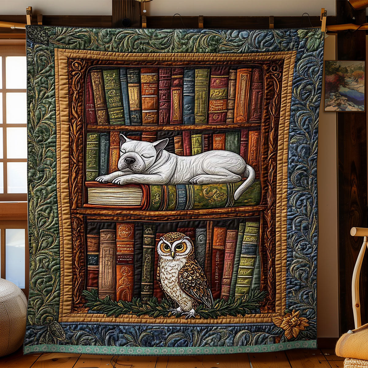 Dog Bookish Buddy WN2809077CL Quilt