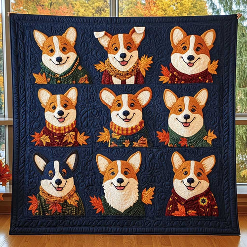 Autumn Navy Corgi WP0310014CL Quilt