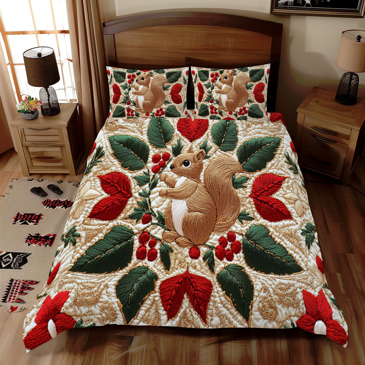 Christmas Baubel Squirrel WJ2211031CL Duvet Cover Set