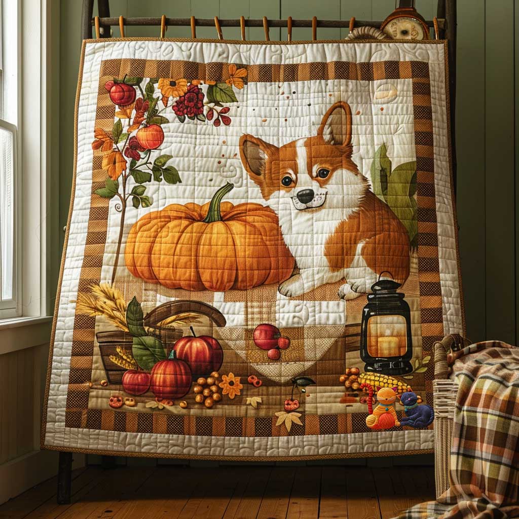 Pumpkin Spice Corgi WN1410016CL Quilt