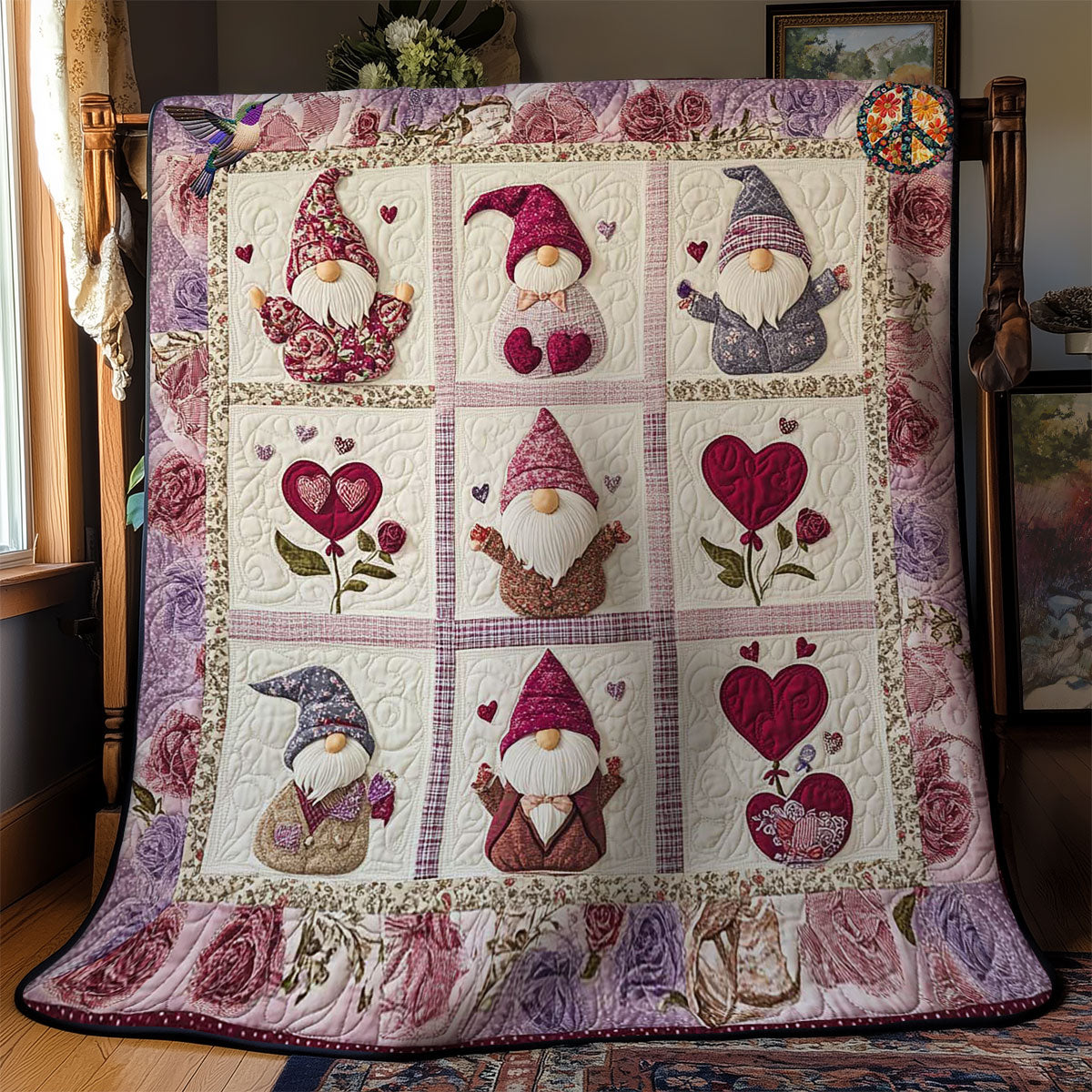 Love Blossoms Gnome WN0412045CL Quilt