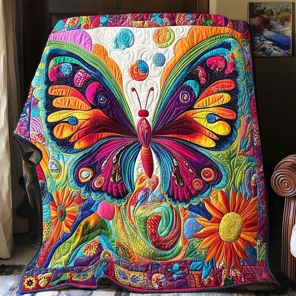 Hippie Abstract Butterfly WY2012049CL Quilt