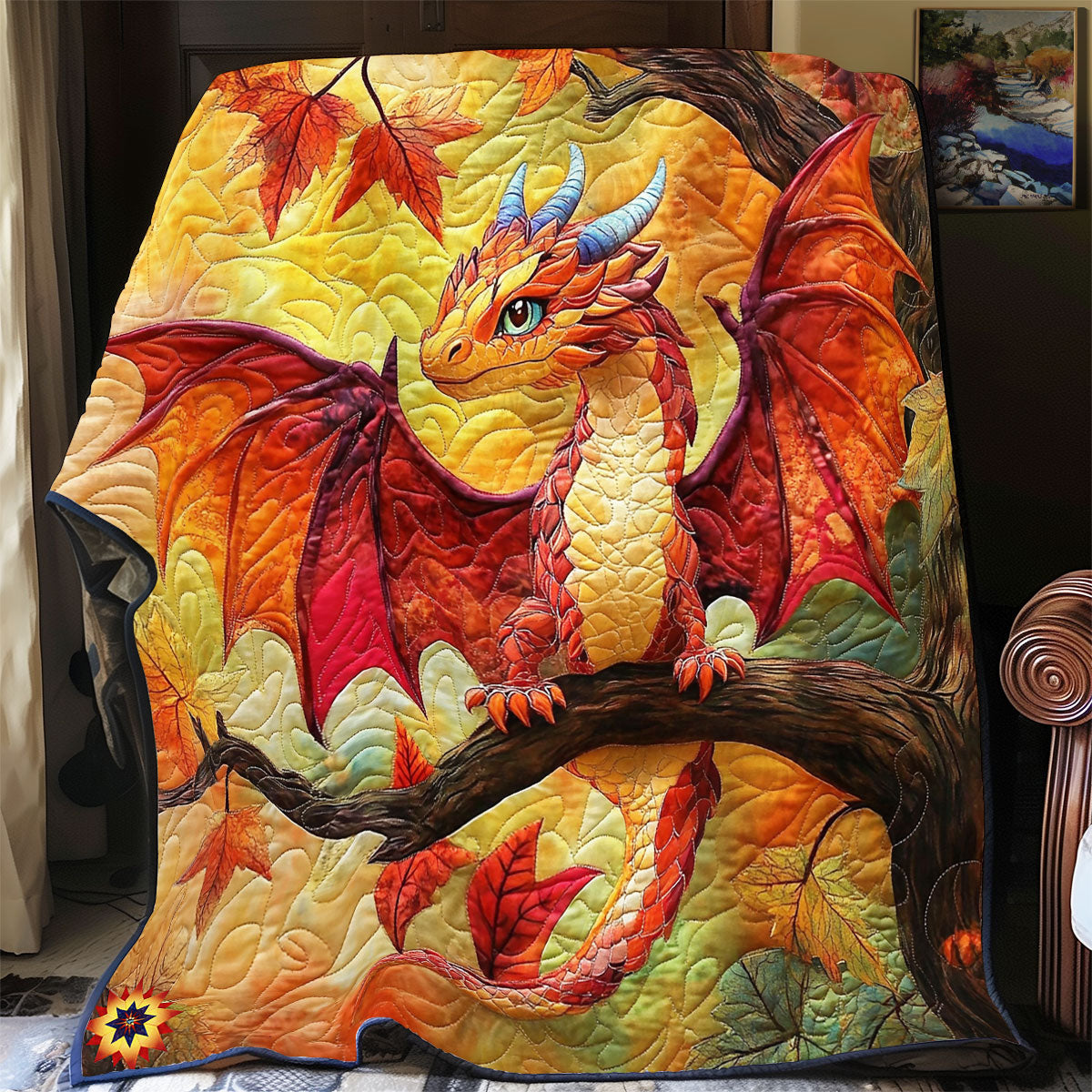 Autumn Leaves Dragon WY2911027CL Quilt