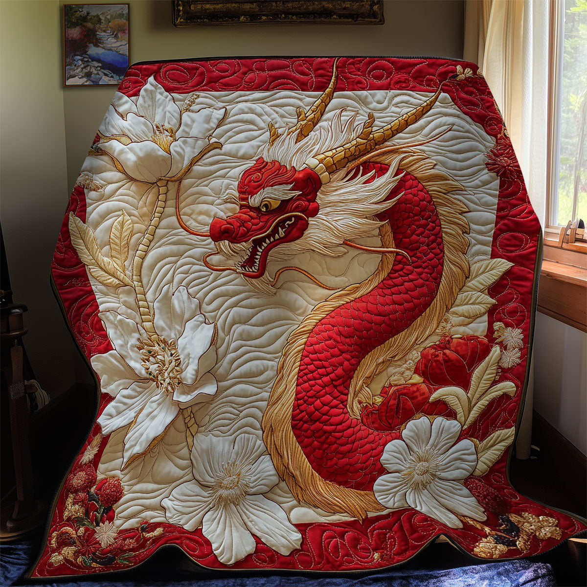 Red Gold Dragon WY0712026CL Quilt