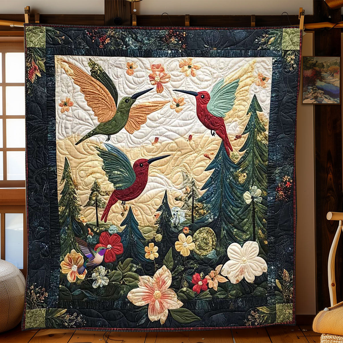 Hummingbird Colorful Garden WN0710052CL Quilt