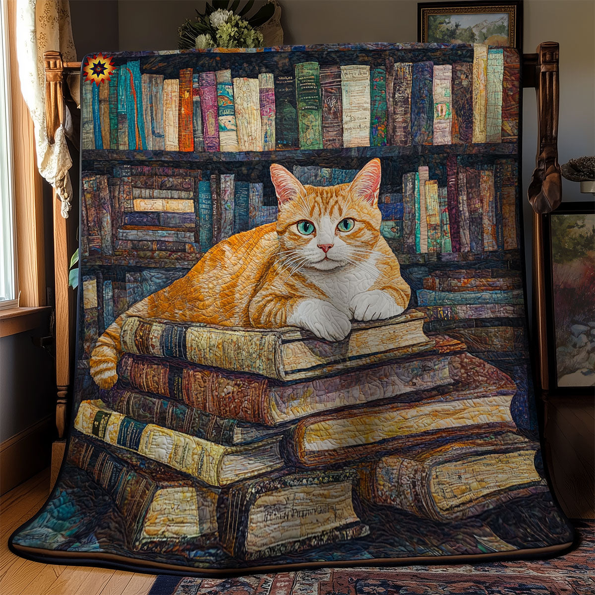 Cat In Library WY1911063CL Quilt