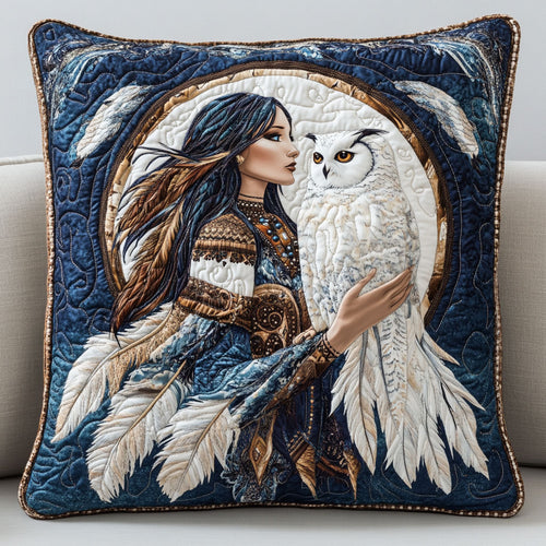 Woman White Owl WT0204009CL Quilt Pillow Case