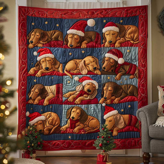 Santa Dachshund Christmas WP1009047CL Quilt