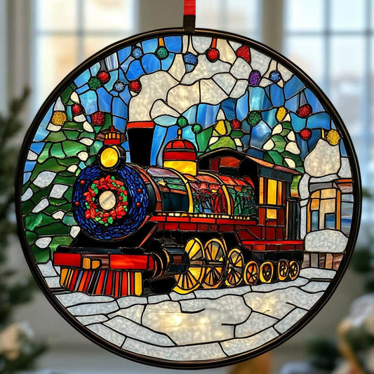 Christmas Train WJ2709039CL Stained Glass Suncatcher