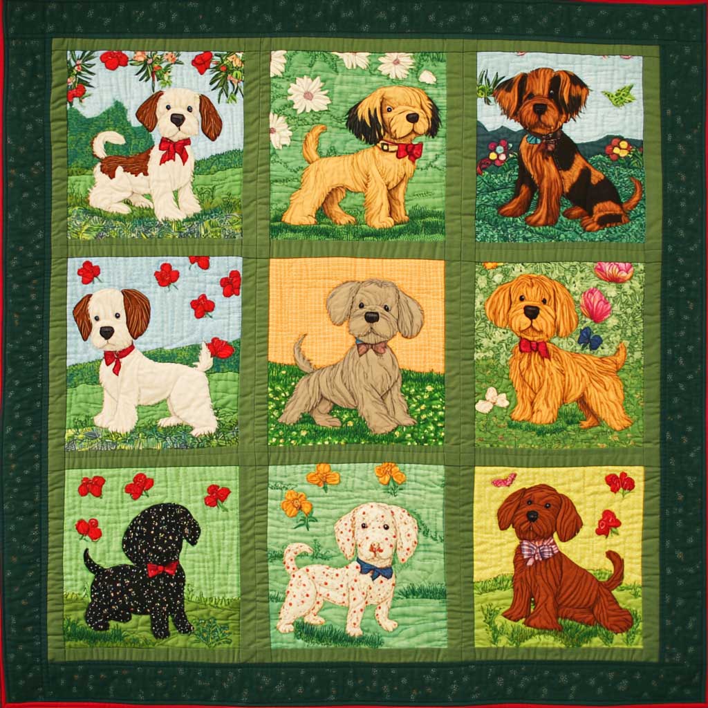 Dogs Love Flowers XR0508046CL Quilt