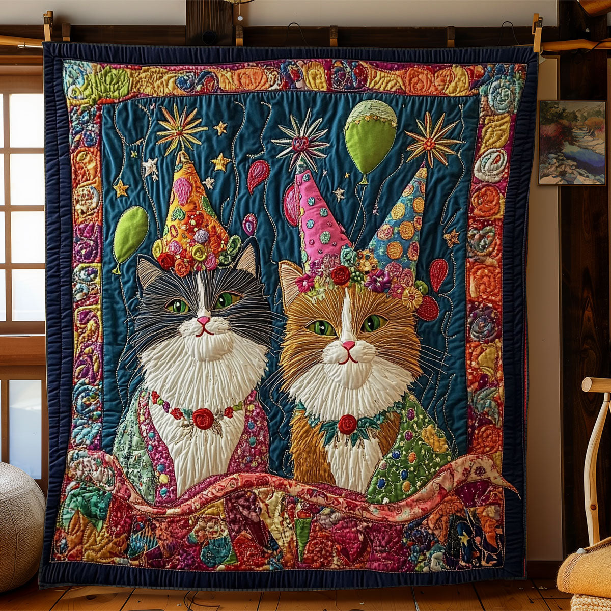 Birthday Couple Cat WY0801004CL Quilt