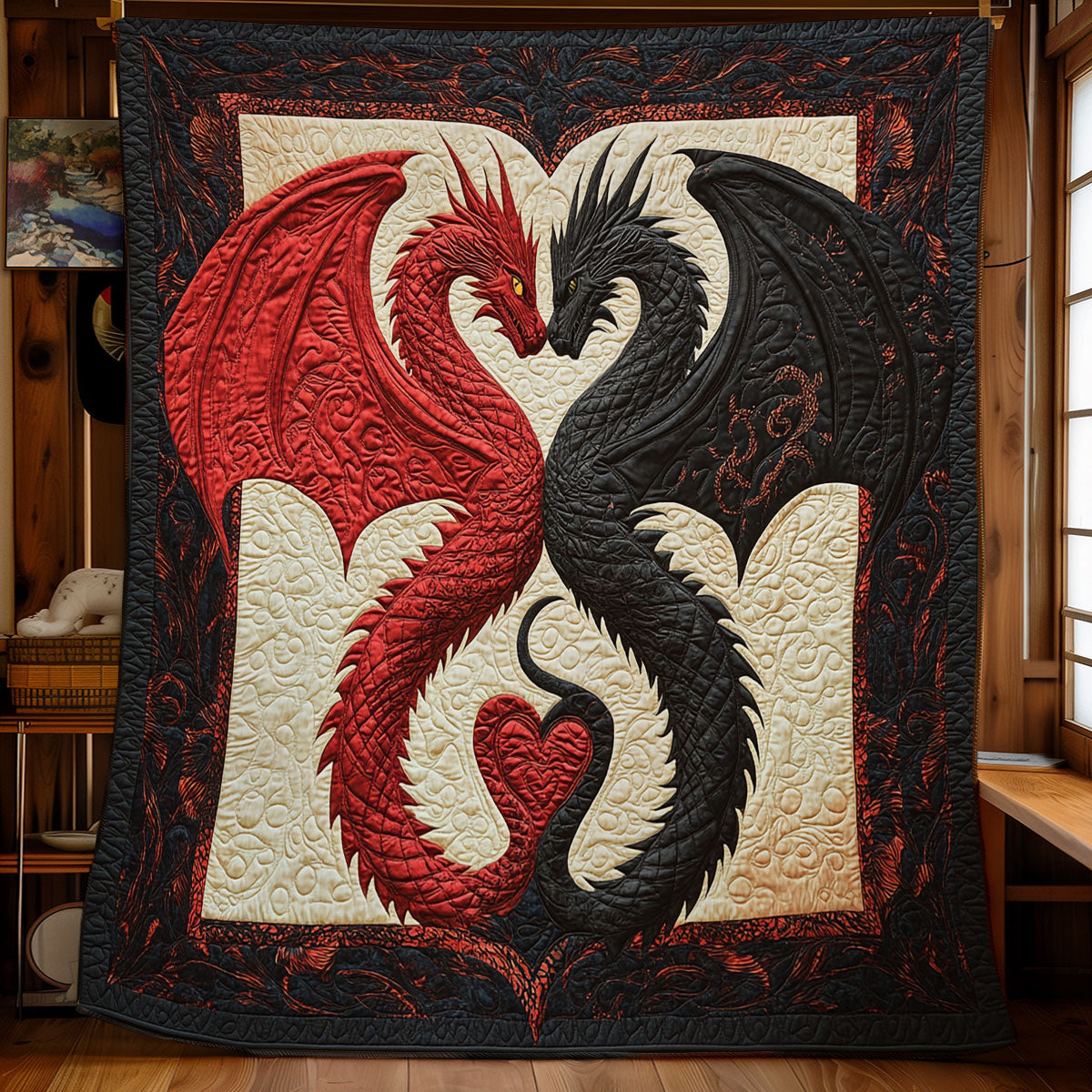 Black Red Dragon WY0301034CL Quilt