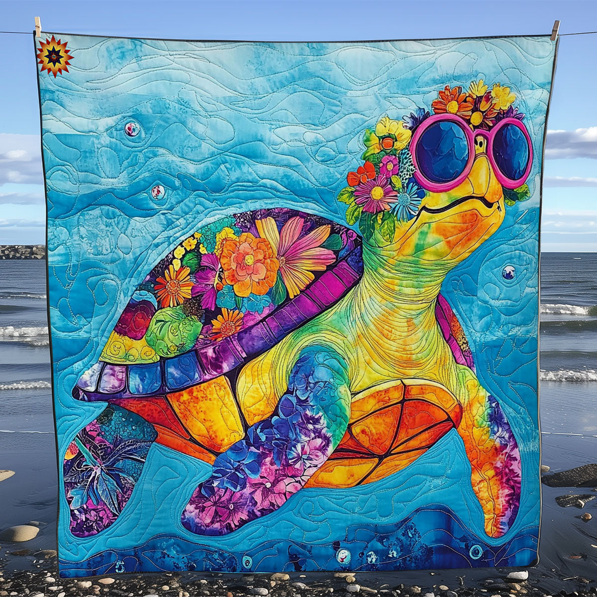 Colorful Flower Turtle WY2511039CL Quilt