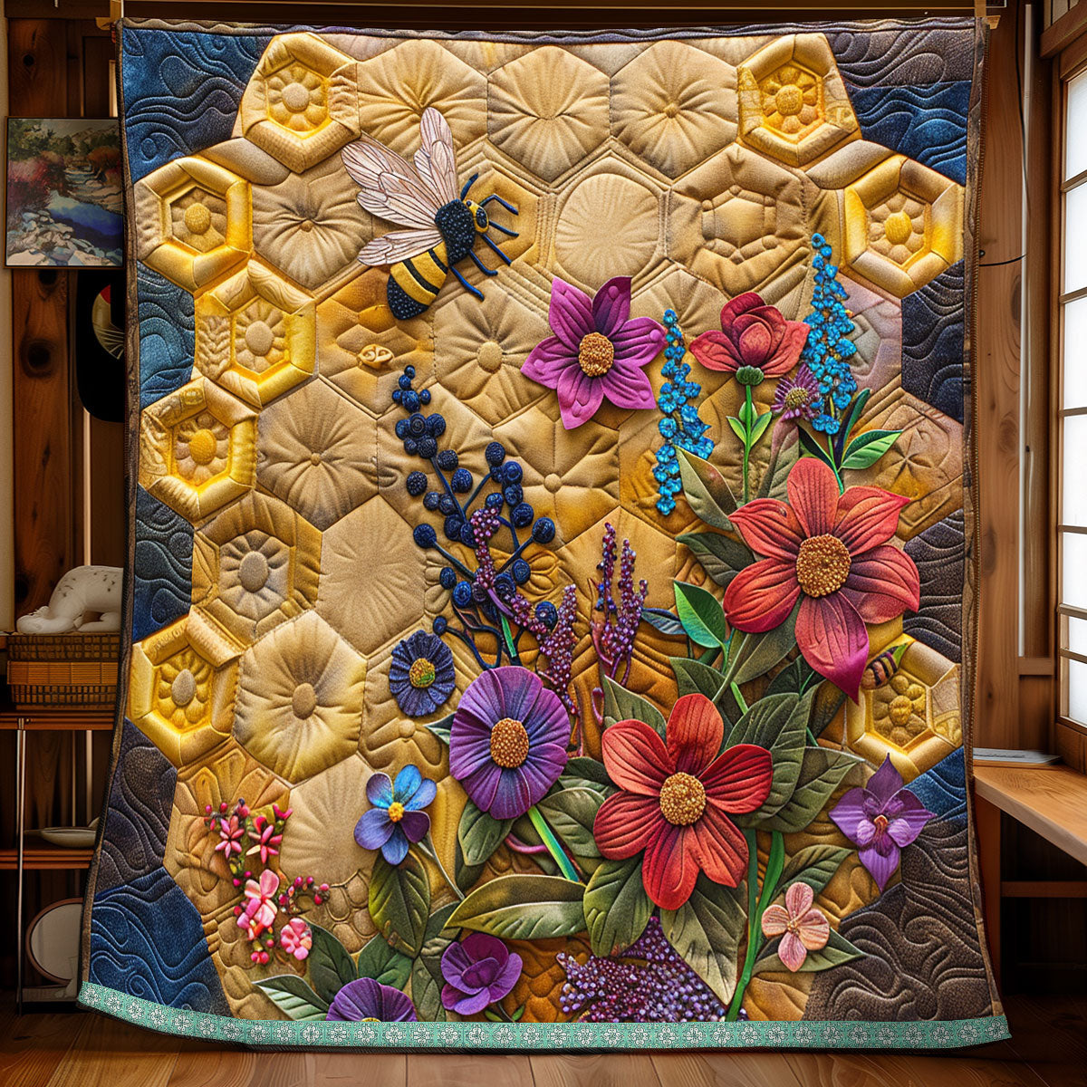 Floral Honey Bee WP0609022CL Quilt