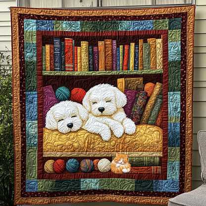Bichon Frise Reading Retreat WN0310056CL Quilt