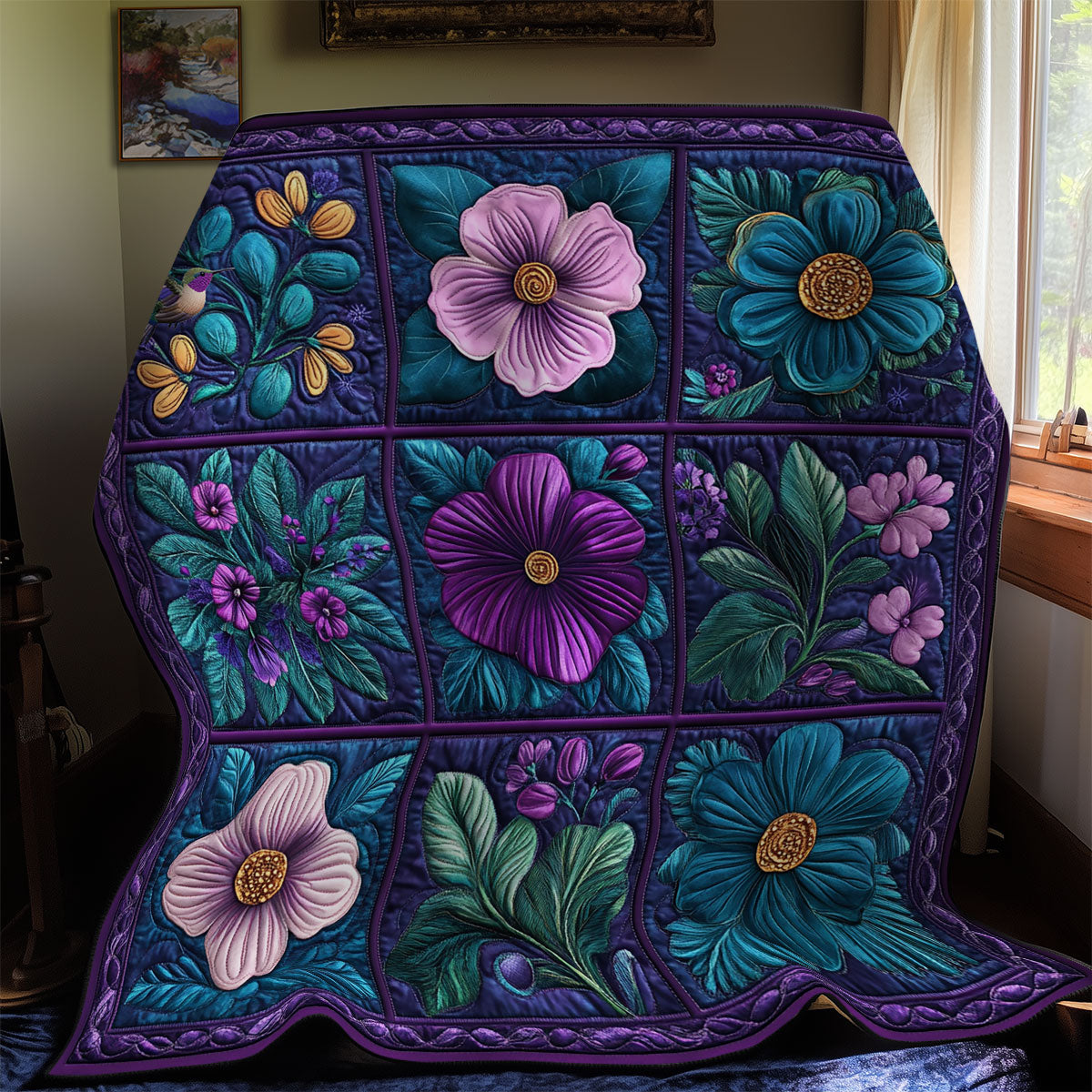 Purple Flower WY0611020CL Quilt