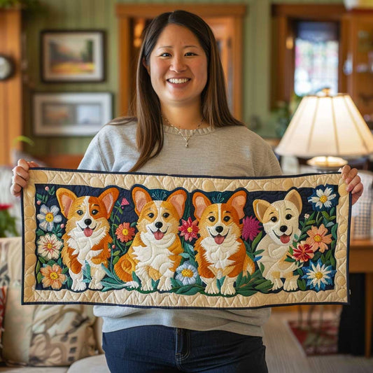 Cute Corgi WJ1309047CL Quilted Table Runner