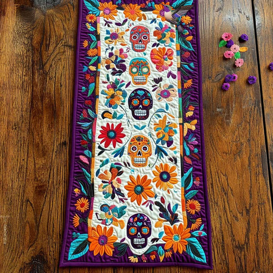 Day Of The Dead Floral Memories WN2610074CL Quilted Table Runner