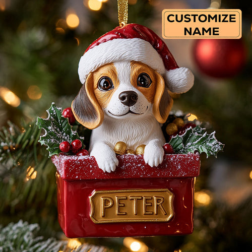 Beagle Present CW2411003CL Personalized Christmas Ornament