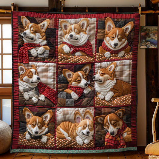 Happy Corgi Sleeping WN1209004CL Quilt