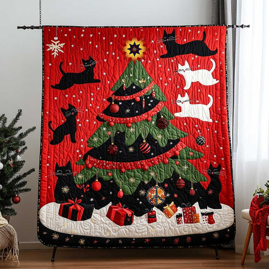 Silhouette Cat Christmas WP0810044CL Quilt