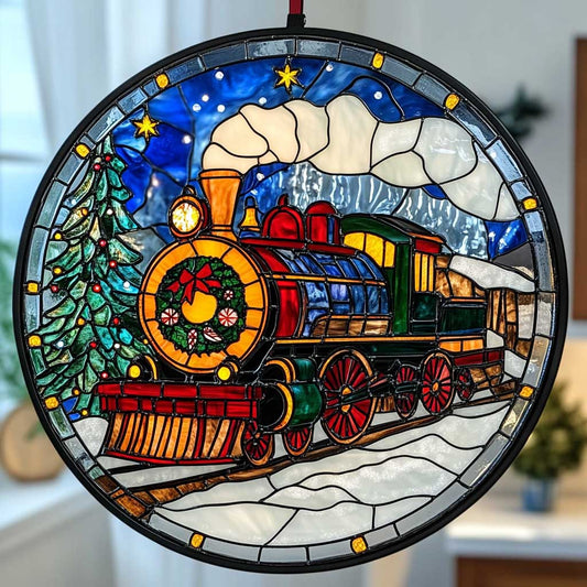 Christmas Train WJ2609035CL Stained Glass Suncatcher