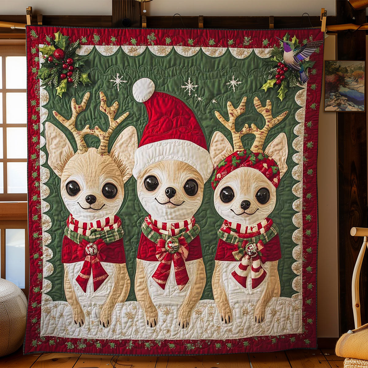 Chihuahua Christmas Joy WN3110055CL Quilt