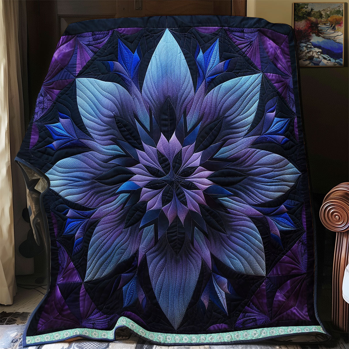 Blue Floral Mystique WN1309018CL Quilt