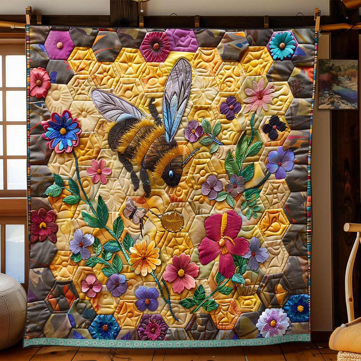 Floral Beehive WP0609020CL Quilt