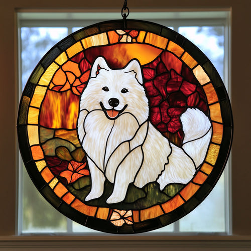 Samoyed WJ1511045CL Stained Glass Suncatcher