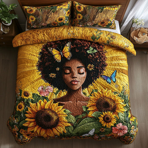 Black Women In Sunflower WY1102175CL Duvet Cover Set