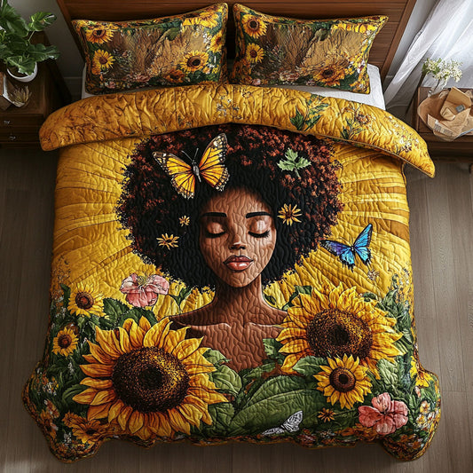 Black Women In Sunflower WY1102175CL Duvet Cover Set
