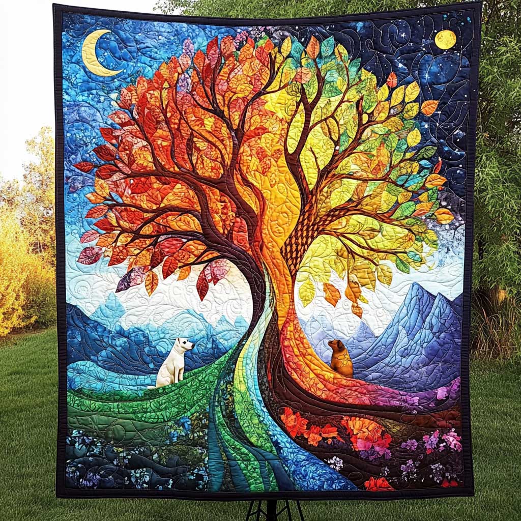 Dog Under Tree Of Life WN3009005CL Quilt
