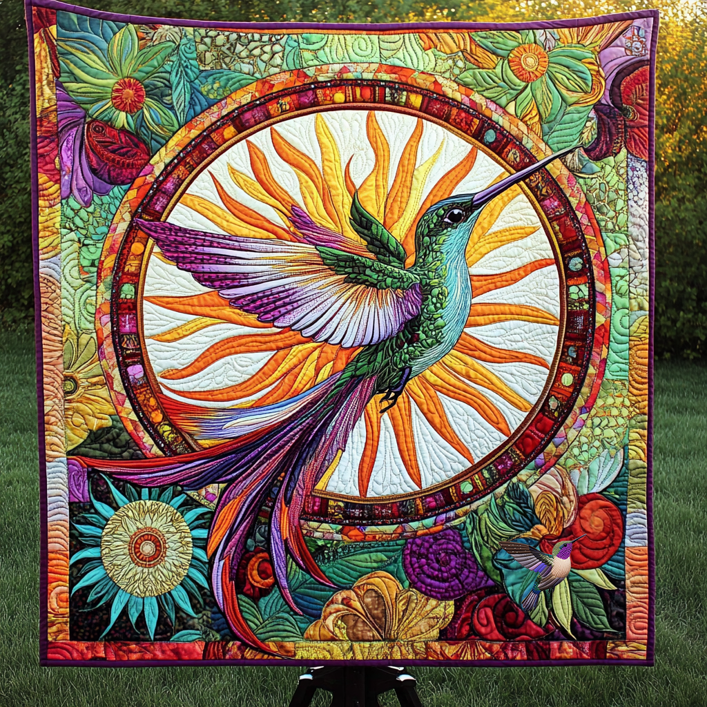 Hummingbird’s Floral Mandala WN0310080CL Quilt