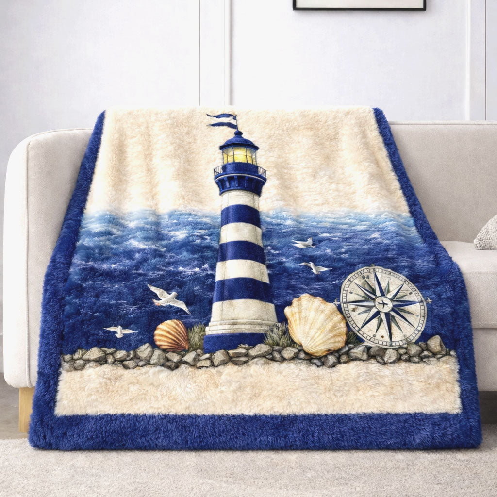 Stormy Waves Lighthouse WN1301001CL Faux Fur Throw Blanket