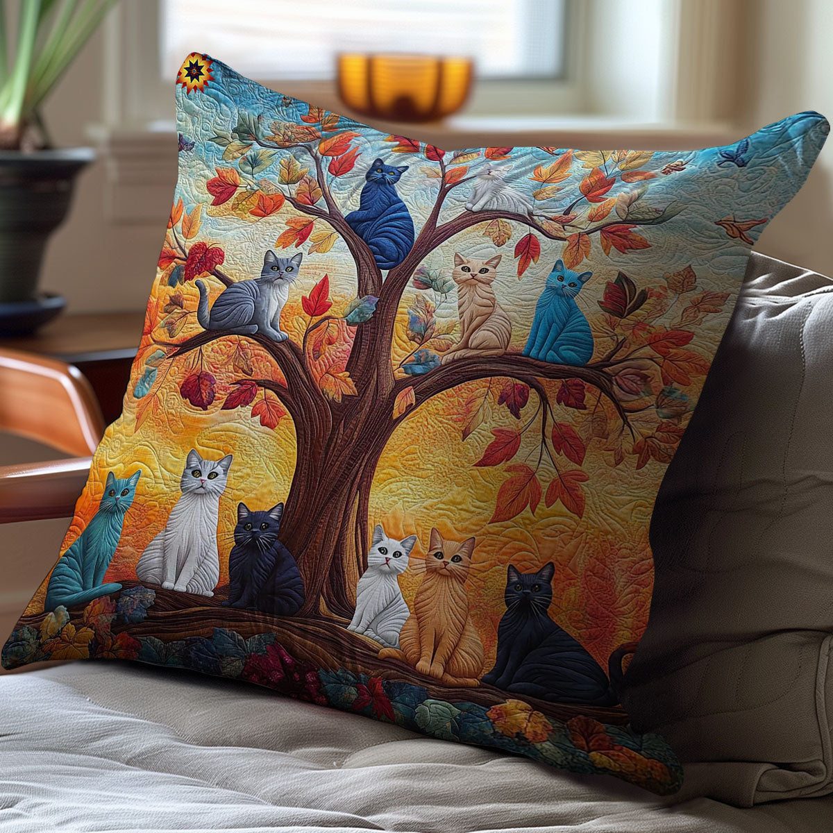 Tree Of Cat WY2212098CL Quilt Pillow Case