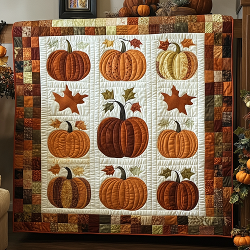 Pumpkins And Maple Leaf XR2509011CL Quilt