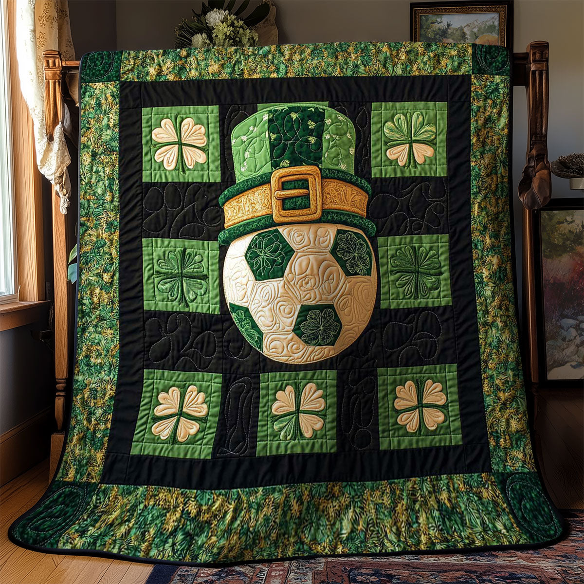 Green Patrick's Day Soccer WN2712025CL Quilt
