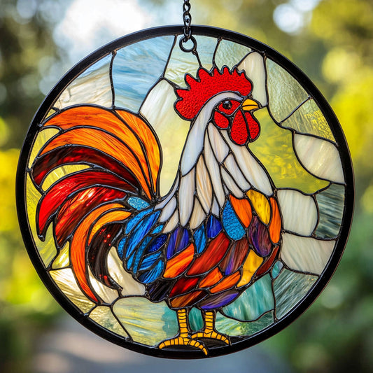 Chicken WJ0411039CL Stained Glass Suncatcher