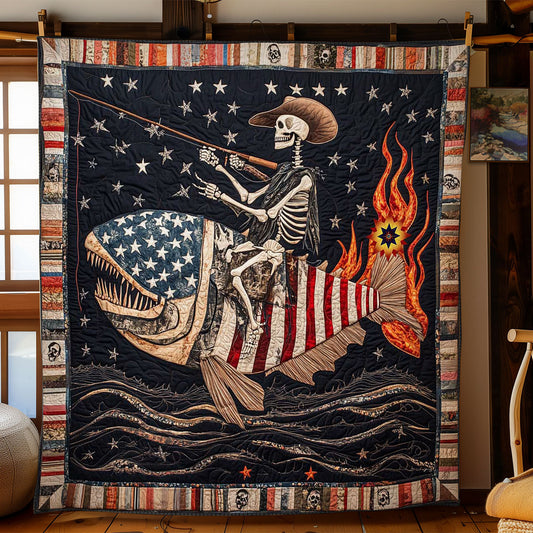 Patriotic Skeleton Ride WN0612077CL Quilt