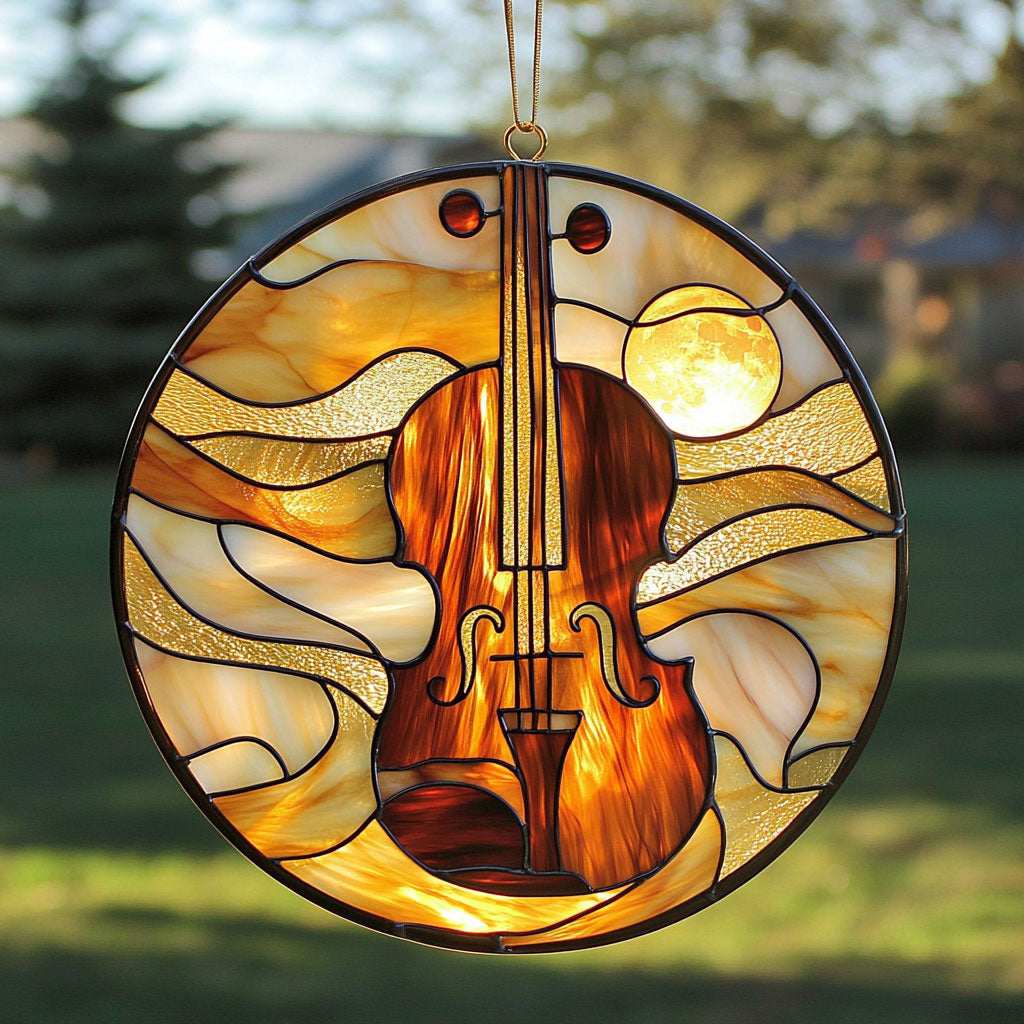 Violin In Sunset WY2301100CL Suncatcher
