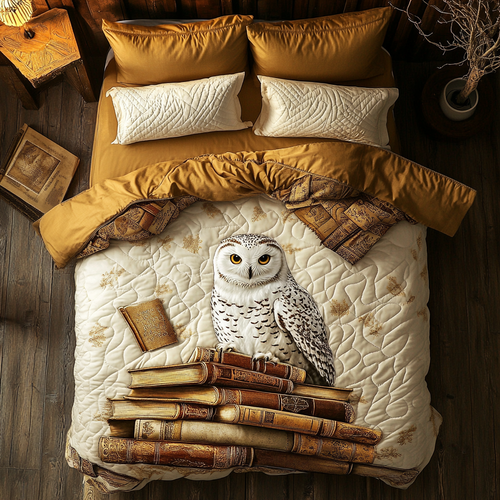 White Owl In Book WY1001092CL Duvet Cover Set